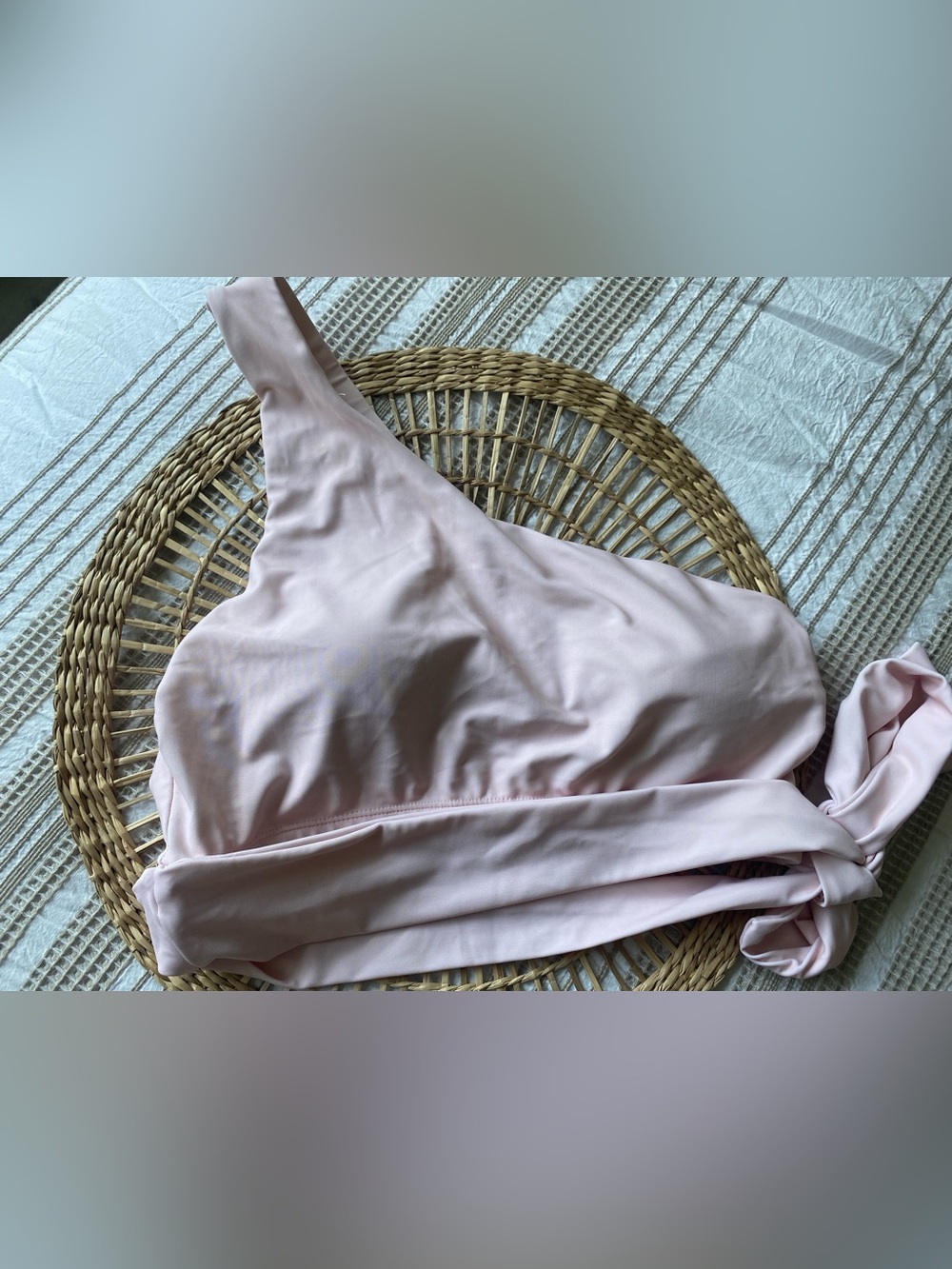 Nani Soft Pink Women's One shoulder Side Tie Swim Bikini Top